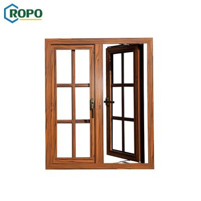 China House Double Pane Magnetic Grill Design Aluminum Screen Pivot Casement Window for sale