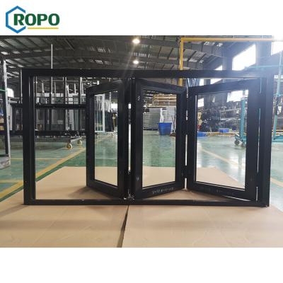 China Interior Aluminum Glass Magnetic Screen Bi Folding Patio Accordion Bifold Window for sale