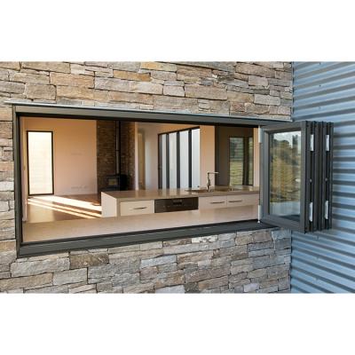 China Magnetic Design Aluminum Glass Screen Interior Bifold Double Folding Window For Home Bedroom for sale