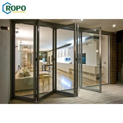 China Waterproof CE Thermal Break Double Leaf Aluminum Frame Bi Folding Glass Door for sale