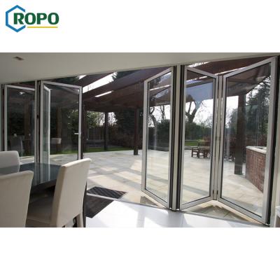 China Waterproof Modern AWA Hurricane Proof Patio Aluminum Bifold Glass Bifold Door for sale