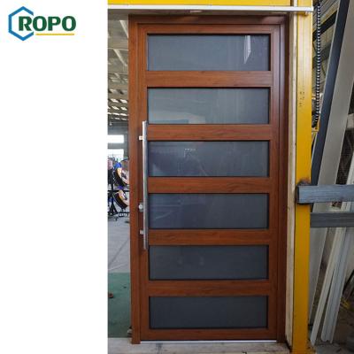 China Price break modern thermal commercial wood grain security exterior aluminum AGGA door for sale for sale