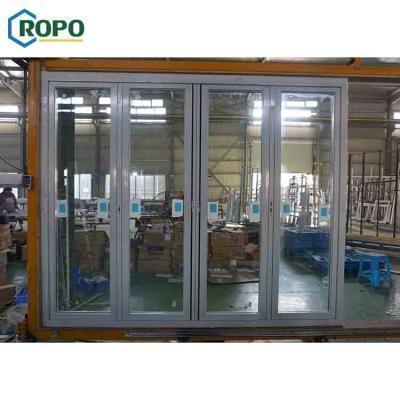 China Waterproof Hurricane Proof Commercial Aluminum Entrance And Interior Glass Folding Door for sale