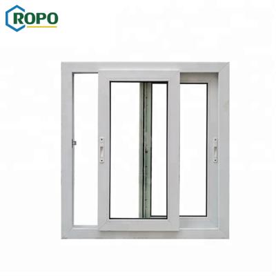 China Magnetic Manufacturing Price Hurricane Proof Ce Screen Pane Upvc Double Slide Window for sale