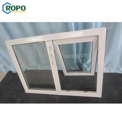 China Magnetic Screen Plate Glass Price PVC Profile Transom Awning Window With Sash Fix for sale