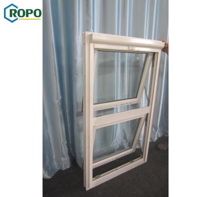 China AS2208 Magnetic Waterproof Screen Bathroom PVC Awning Window With Top Hardware for sale