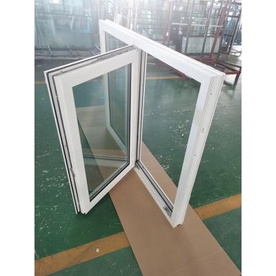 China 10 Year Warranty Hurricane Proof Double Glaze Magnetic Screen PVC Tilt And Turn Window For Balcony for sale