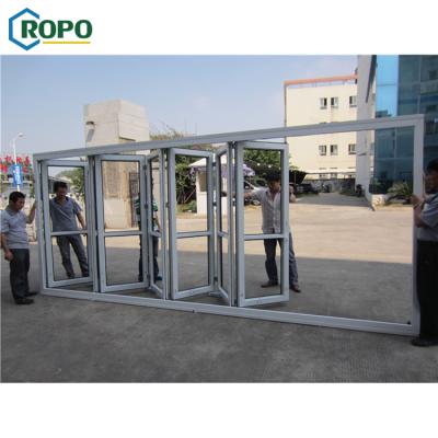 China Modern Frame PVC AGGA Hurricane Proof Glass Insert Internal Folding Price Door for sale