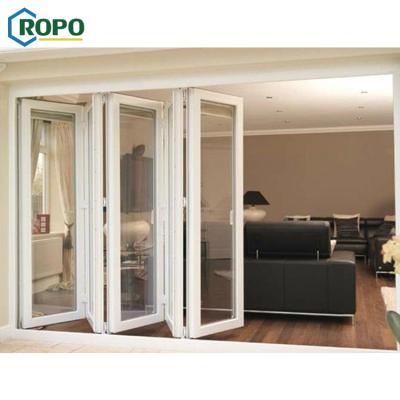 China Modern Hurricane Proof AGGA PVC Vinyl Folding Partition Glass Door For Kitchen for sale