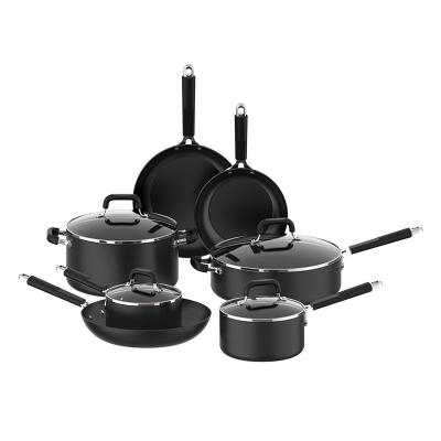 China Sustainable Household Wholesale 7pcs Hard Anodized Aluminum Non Stick Cookware Set Frying Pan for sale