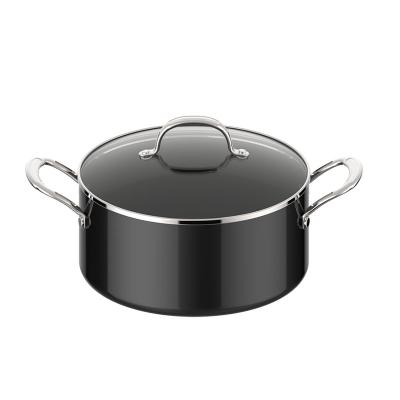 China Sustainable Excellent Quality Kitchen Aluminum Pot Black Hard Anodised Non Stick Cookware Set for sale