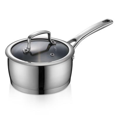 China Sustainable Milk Pan 20cm Big Stainless Steel Non-stick Cookware Round Saucepan With Glass Lid Easy To Clean for sale