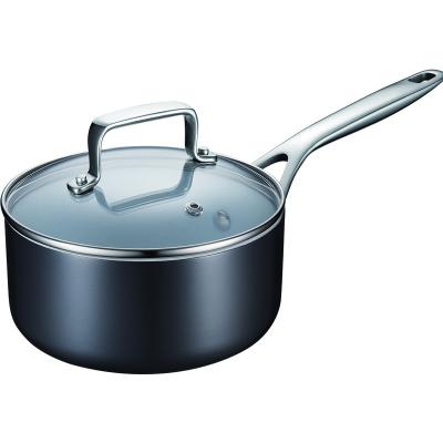 China Sustainable Wholesale 18cm Hard Anodised Ceramic Coating Non Stick Pot Pour Casserole Low Saucepan for sale