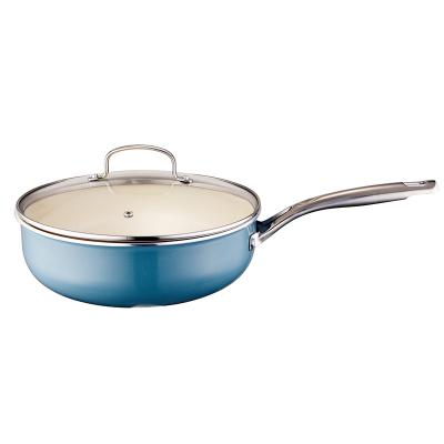 China Sustainable Enamel Outside Texture Cooking Utensils Non Stick Quality Saucepan With Lid for sale