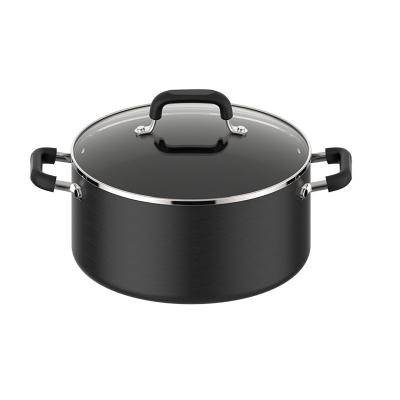 China Sustainable Asd 24cm Hard Anodised Aluminium Casserole Set Cooking Pots Special Thick Glass Lid Casserole for sale