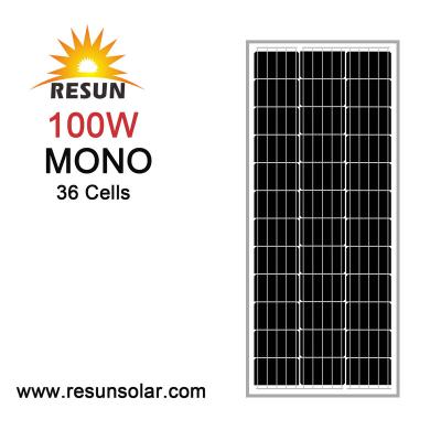 China RESUN Solar Panel 100W Competitive Price Mono Solar Panel Small Class Solar Module For Home System for sale