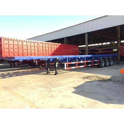 China FEA Analysis Down Dump Truck Waste Transfer 40 Feet Flatbed 60ton Flat Bed Semi Trailer For Container Deck Chassis for sale