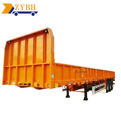 China Fuwa 40t Axle 40t Side Wall Barrier Flatbed Truck Trailer 3 Axle Cargo Transport Semi Trailer With Bar Logistics for sale