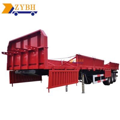 China Truck Trailer Drop-Deck 3axle Sidewall Truck Fence Sidewall Cargo Semi Trailer for sale