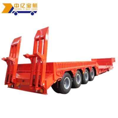 China Heavy Duty Truck Trailer 4 Axle 70 100 Ton Gooseneck Articulated Lowboy Tow Flat Bed Vehicle Low Barrier Semi Trailer for sale