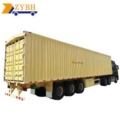 China High Quality 60ton 2 Bottom Tri Fuwa Axle Dry Cargo Van Box Logistic Truck Semi Trailer Transport for sale