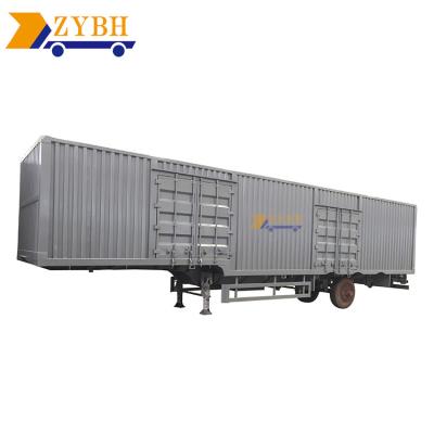 China Truck Trailer Logistics Transport Box Cargo 3 Axle Heavy Duty Van Semi Trailer Box With Side Open Door for sale