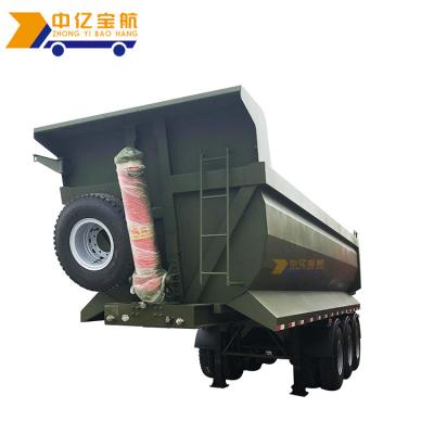 China Truck Trailer U Shape 3 Axles Self-unloading Dump Side Rear Tractor Tipper Truck Semi Trailer Price for sale