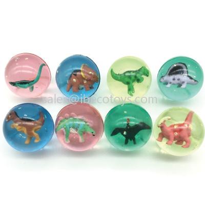 China Sports toys 45mm rubber bouncing balls with dinosaur figures inside for sale