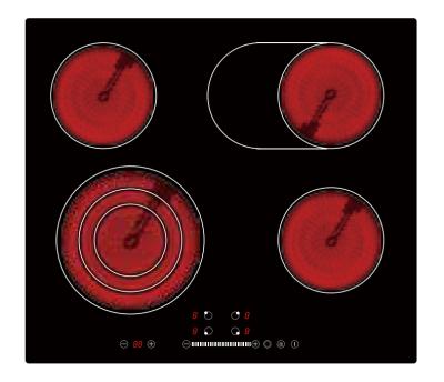 China Durable passed EMC zones 4 ceramic hob with glass and stainless steel CB CE EMC APPROVAL estufa electrica for sale