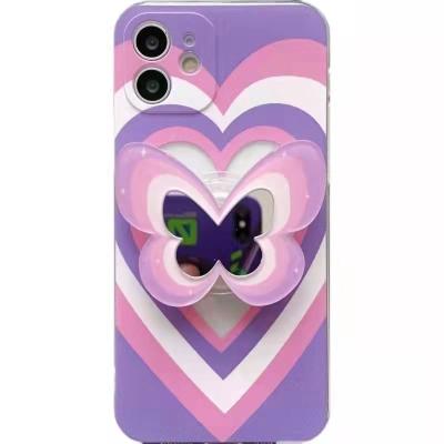 China New Silicone Shell Makeup Mirror Anti Falling Mirror Bracket Shockproof Colorful Soft Full Package Anti Falling Butterfly Sleeve for sale