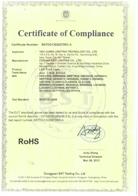 RoHS - YAH JUANG ENTERPRISE LTD.