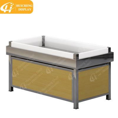 China Single-sided hot fresh sale seafood display stand seafood ice cream table case fish display table for sale