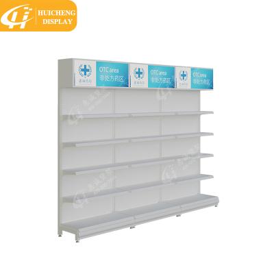 China Single Or Double Sided Long Life Pharmacy Supermarket Rack Rolling Gondola Display Shelving for sale