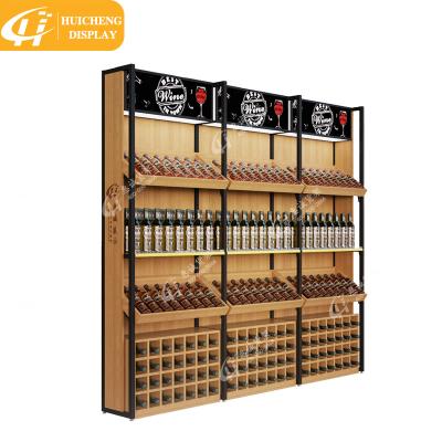 China Wholesale Wooden PANEL Wine Display Rack Shelf Bar Wine Display Cabinet Wine Shelf Wood for sale