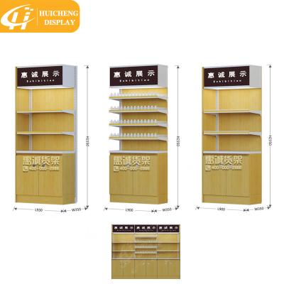 China Single Sided Customized Wooden Tobacco Cabinet Holder Cigarette Display Stand for sale