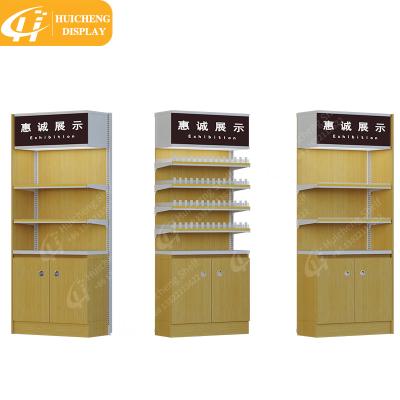 China Single-sided supermarket wood shelf for cigarette display cabinet shop smoke display stand retail store cigarette display for sale