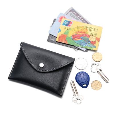 China Contact Simple and Good Smelling Vbusi Make Vegan Black Leather PU Kind Card Wallet and Premium Leather Simple Cheap Card Holder for sale