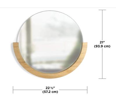 China Custom Round EU Style Display Occasional Bathroom Framed Bamboo Wall Mirror for sale