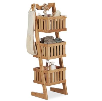 China Bamboo Sustainable Organizer 3 Tier Rack Storage Display Bathroom Shelf for sale