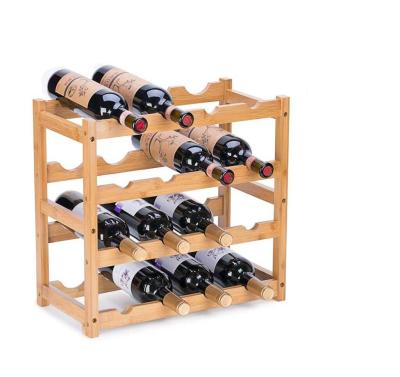 China Sustainable Waterproof Natural Organizer 4 Tier Bamboo Red Wine Wooden Rack for sale