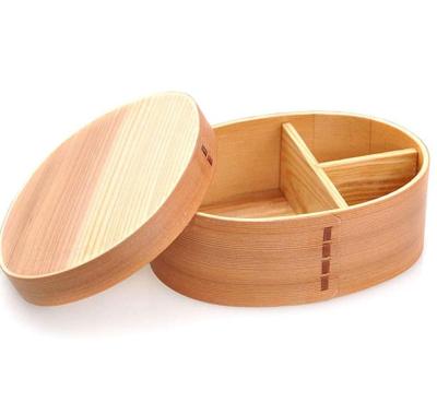 China Freshness Preservation Custom Split Round Bamboo Shape Reusable Lunch Bento Box With Lid for sale