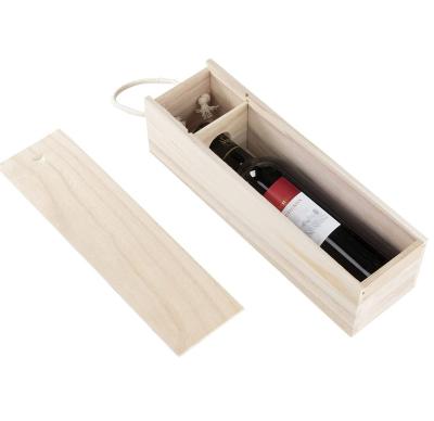 China Simple Wooden Europe Bottle Storage Organizer Gift Bamboo Wine Box With Handle for sale