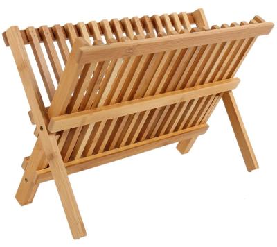 China Sustainable Kitchen Dish Drain Natural Folding Bamboo Rack RUBW004 for sale