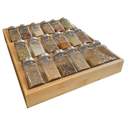 China RUKW001 Sustainable Eco Friendly Bamboo Spice Rack In-Drawer Non-folding Rack for sale