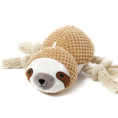 China Custom Stuffed Dog Toy Cotton Pet Toy Squeaky Cute Animal Squeaky Rope Interactive Motion Plush Dog Toy for sale