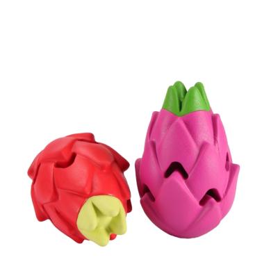 China Sustainable Pitaya Shape Natural Rubber Funny Durable Interactive Puzzle Feeder Leaked Food Dog Toys for sale