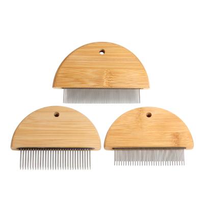 China Stainless Steel Dog Cat Cleaning Brush Hair Pet Flea Lice Remover Sustainable Floating Wooden Comb for sale