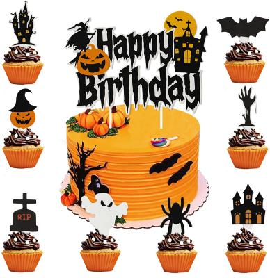 China Office Home Acrylic Festival Decor Decoration Adults Kids Party Theme Happy Halloween Cake Topper for sale