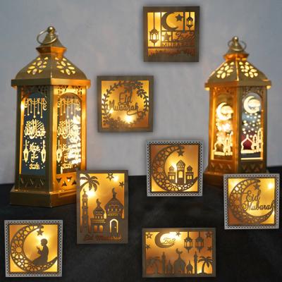 China Ramadan Party Wooden Crafts Rectangle Square Picture Frame Decoration Custom Light Home Crafts LED Light Home Crafts for sale