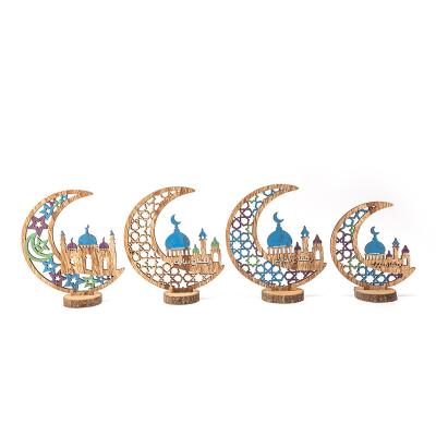 China Islamic Home Decor Ramadan Decorations Diy Moon Muslim Eid Mubarak Decorative Wooden Crafts Gift new wooden custom made wooden for sale